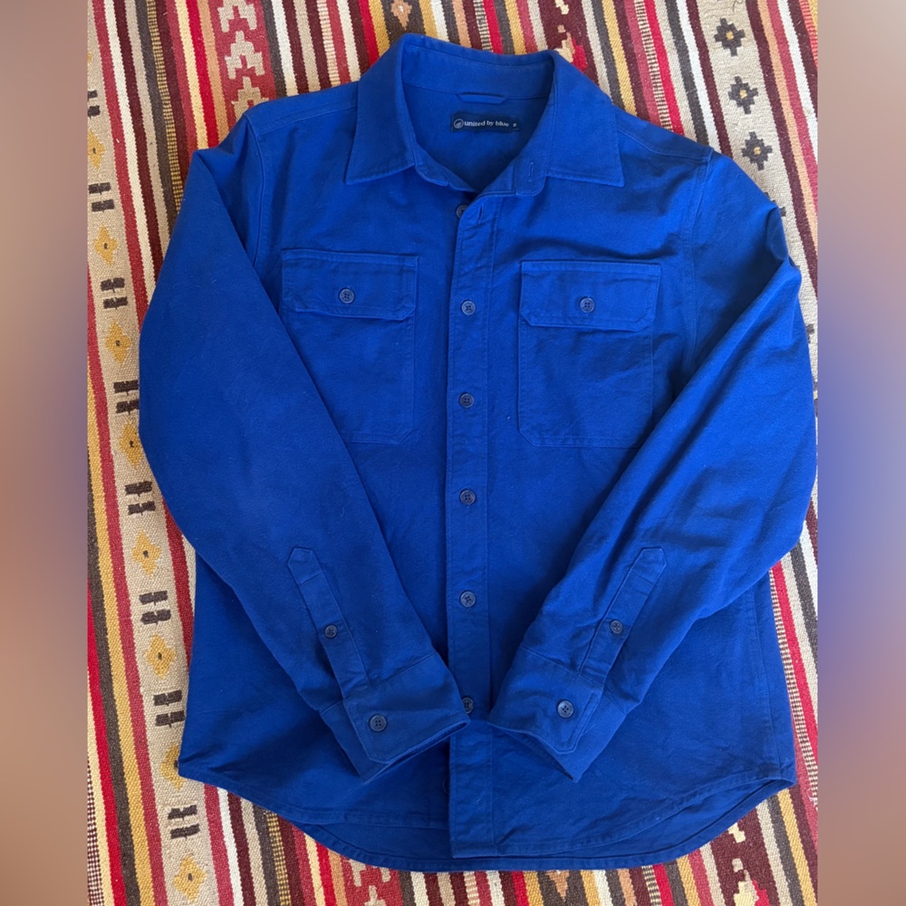 United By Blue Organic Cotton Royal Blue Flannel Shirt Jacket